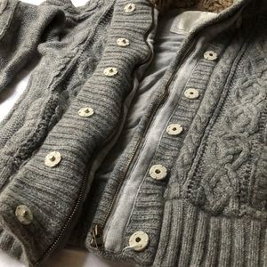 Grey fur hoodied American eagle coat